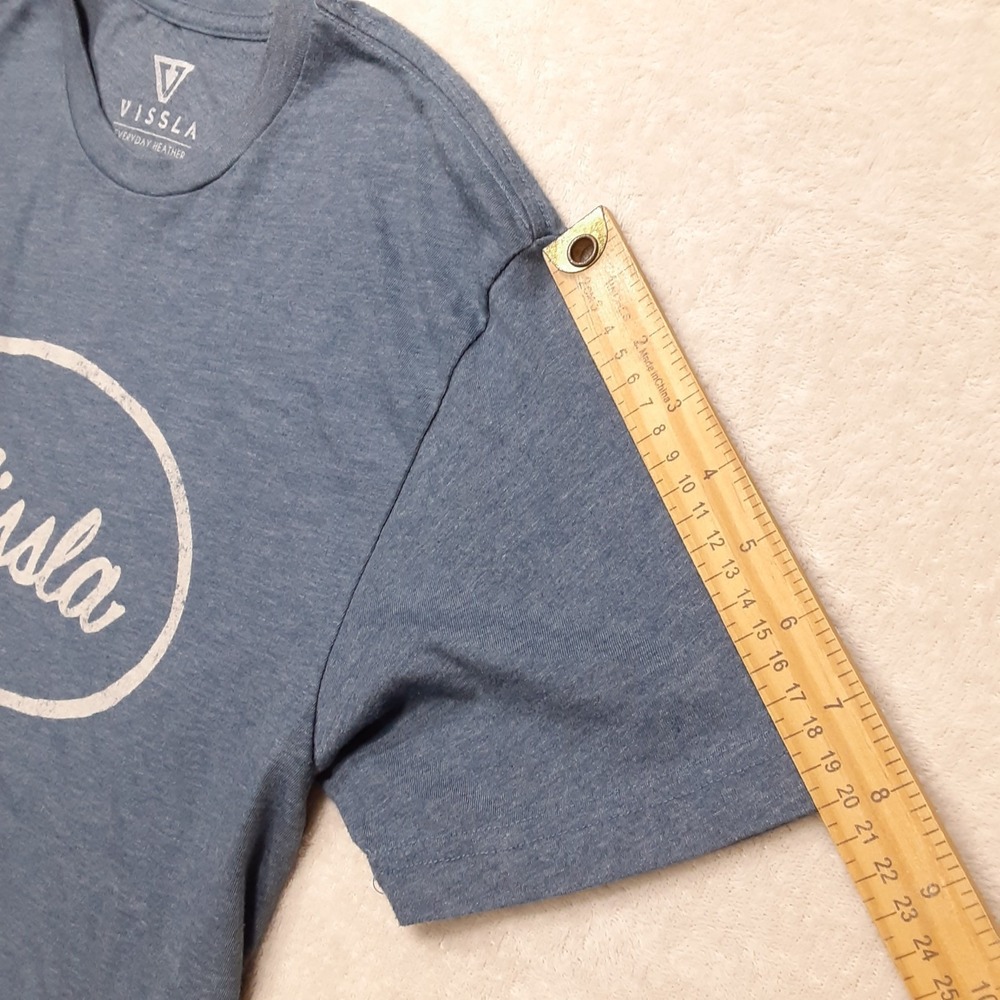 Vissla Mens Everyday Heather T-Shirt Medium Blue Crew SS Station Tee - Picture 4 of 8